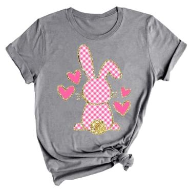 Imagem de My Orders Happy Easter Shirt Bunny Sweater Women Women Easter Shirts Camisetas de manga comprida lindas camisetas femininas cinza grande
