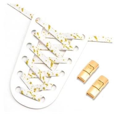 Imagem de Flat Shoe Laces Without Ties Elastic Shoelaces Men And Women Sports Casual Shoes Accessories Lazy Shoelace (Color : White gold)