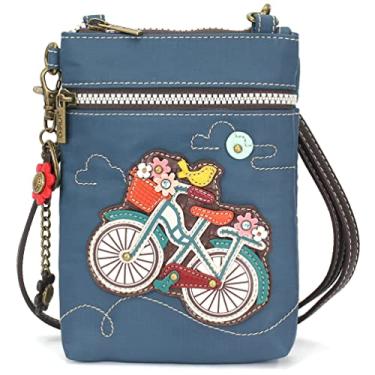 Imagem de CHALA Bolsa transversal para celular RFID – Bolsa feminina de nylon/couro sintético multicolorida com alça ajustável Venture, Bicicleta - Turquesa, tamanho �nico