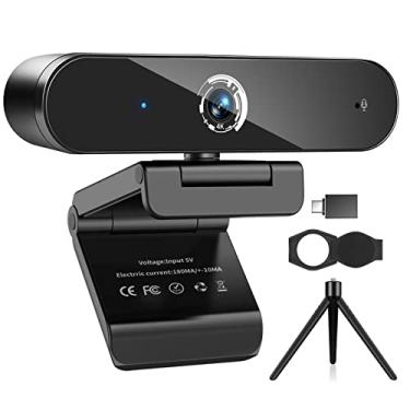 Imagem de Webcam 4K com microfone, Nisheng 4K Autofocus Web Camera com capa de privacidade e tripé, Plug and Play, Webcam USB para laptop, streaming profissional/gravação de vídeo de jogos/conferências de chamadas/aulas on-line