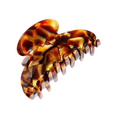 Imagem de Grampo de cabelo francês para mulheres, grampo de garra de costura média para cabelos grossos ou finos, fixação forte sem deslizamento, leve, design sem danos, marrom africano | France Luxe