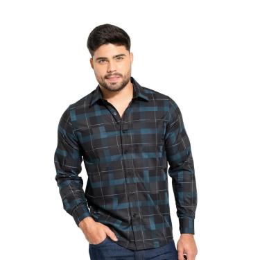 Imagem de Camisa Sallo Jeans Xadrez Preto Tam. M-Masculino