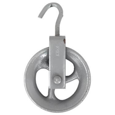 Imagem de Roldana Polia Poço Ferro Fundido Com Alça Gancho 12Cm Biehl