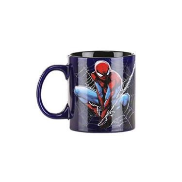 Imagem de Silver Buffalo Caneca de café de cerâmica Marvel com ícone do Homem-Aranha e teia, 590 ml