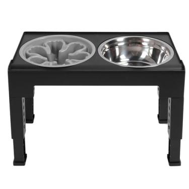 Imagem de Tigela Elevada Ajustável para Cães Com 2 Tigelas, Suporte Dobrável para Tigela de água para Alimentos para Animais de Estimação para Cães Médios e Grandes, Pés Antiderrapantes,