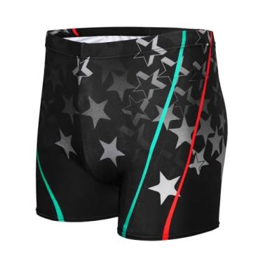 Imagem de KANAV Roupa de banho masculina atlética de secagem rápida com perna quadrada, roupa de banho para natação, treino, corrida, sunga, Cinza/preto, G