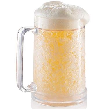 Imagem de luxail Canecas de cerveja para freezer, copos de plástico com isolamento de parede dupla - canecas para freezer, 473 ml - Canecas de cerveja congeladas perfeitas para acessórios de bar em casa
