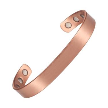 Imagem de EnerCoppeX Pulseira magnética de cobre para mulheres - Joias Detox com ímã Gauss 3500, pulseira ajustável (O), 6.5-7 inches, Couro