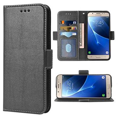 Imagem de Compatível com Samsung Galaxy J7 2016 J710 Folio Flip Wallet Case, compartimentos para cartão de crédito de couro PU, capa protetora de proteção de corpo inteiro resistente para Glaxay GalaxyJ710