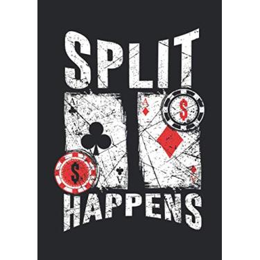 Imagem de Notizbuch A4 dotted, gepunktet, punktiert mit Softcover Design: Split happens Black Jack Crouper Casino Geschenk Spruch: 120 dotted (Punktgitter) DIN A4 Seiten