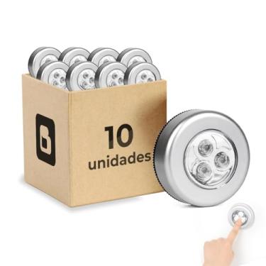 Imagem de Kit 10 Luminária de LED Sem Fio Adesiva P/Parede Teto Móveis, 1 Toque