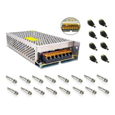 Imagem de Fonte Chaveada 10a 12v Bivolt Cftv + Conectores P/ 8 Câmeras - speed