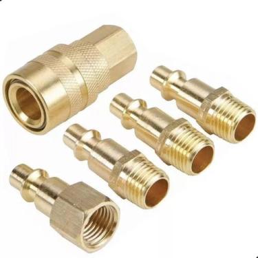 Imagem de Jogo 5 Peças Engate Rápido Rosca Mangueira Ar Pneumático 1/4 - EDA