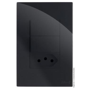 Imagem de Kit Interruptor Duplo Paralelo + Tomada 20A 4X2 Brg11327-1Bk - Blux Re