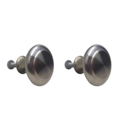 Imagem de 02 Puxador Decorativa Para Moveis Botão Inox Escovado 27Mm - Renna