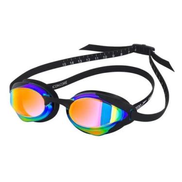 Imagem de Óculos de Natação Adulto Mirror Icon Core Speedo, Preto, Vermelho