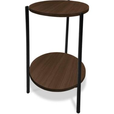 Imagem de Mesa Mesinha De Canto Redonda Decoração Qatar Industrial Preta - Genus