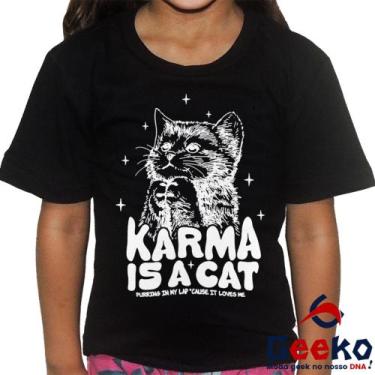 Imagem de Camiseta Infantil Taylor Swift 100% Algodão Karma Is A Cat Pop Geeko, 