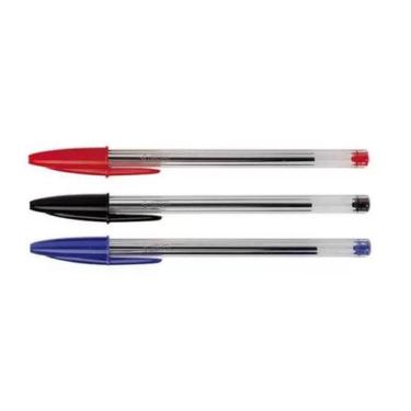 Imagem de Kit 25 Canetas Bic 1.0 Cristal Azul, Preta e Vermelha