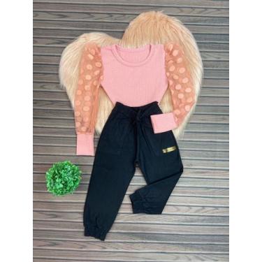 Imagem de Roupa Feminina Infantil Blusa Tule Calça Jogger Blogueirinha - AK Fash