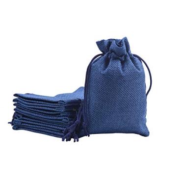 Imagem de Sansam vários tamanhos e cores de sacos de presente de estopa com cordões, bolsas de joias para lembrancinhas de casamento, sacos de doces, lembrancinhas de festa, Azul marino, 2.8 x 3.6 Inch