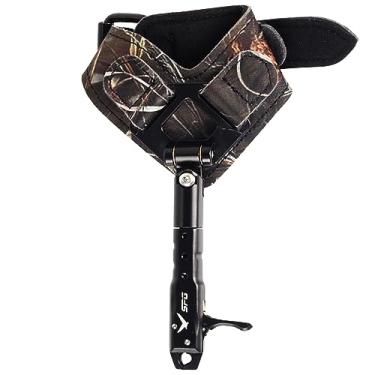Imagem de SPG Liberação de arco para arco composto, alça de pulso confortável, gatilho para liberação de flecha, liberação de arco composto ajustável, pinça de rotação de 360° com design dobrável (camuflagem)