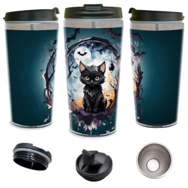 Imagem de Copo Térmico Personalizado Gato Felino Lua Cheia 450 ml Inox