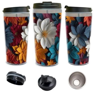 Imagem de Copo Térmico Personalizado Flores Ilustrada 450 ml Inox.