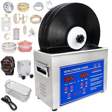 Imagem de Limpador ultrassônico de discos de vinil de 6,5 L, 40 kHz 180 W, máquina de limpeza ultrassônica de vinil, para joias de CD de vinil, moedas, peças pequenas de metal, placa de circuito, ferramentas de