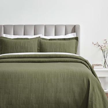 Imagem de Superior Conjunto de colcha de algodão de 3 peças, decoração de casa, colcha de cama decorativa, 2 fronhas, peso médio, colcha de matelasse, itens essenciais de cama, coleção Zenith, California King,