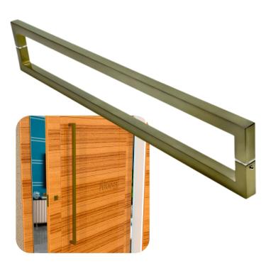 Imagem de Puxador Portas Duplo Aço Inox Antique Ouro Velho Slin 50 cm para portas: pivotantes/madeira/vidro temperado/porta alumínio e portões