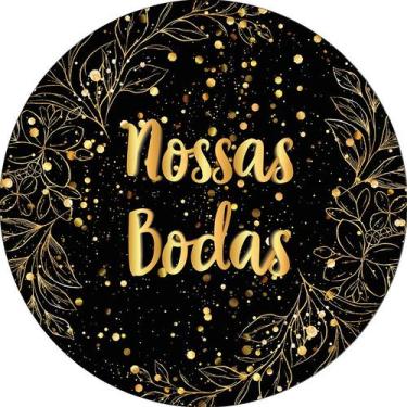 Imagem de Painel De Festa Redondo 1,50x1,50 - Folhagens Efeito Brilhos Nossas Bo