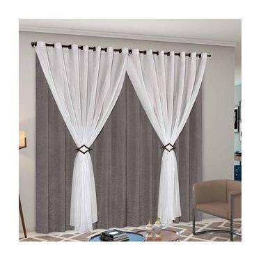Imagem de Cortina Cetim Voil Cecília 4,00x2,50 - CASA CHIC Enxovais, Chumbo