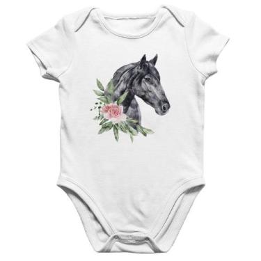 Imagem de Body Bebê Algodão Cavalo e Flores - Foca na Moda, Branco, P