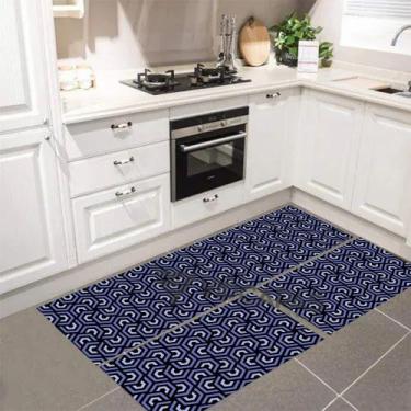 Imagem de Conjunto Tapete Cozinha Emborrachado Kit 3 Peças Passadeira Estampado 