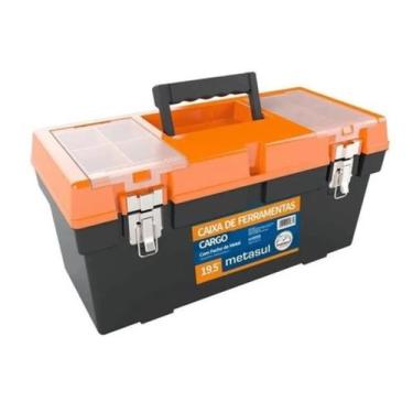 Imagem de Caixa De Ferramentas Metasul Cargo 19.5 Grande E Reforçada, Laranja/Pr