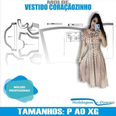 Imagem de Molde Vestido Coraçãozinho, Modelagem&Diversos, Tamanhos P Ao Xg