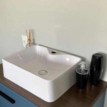 Imagem de Cuba pia de apoio para banheiro 46,5X36X13 Prisma branco marmorite - L