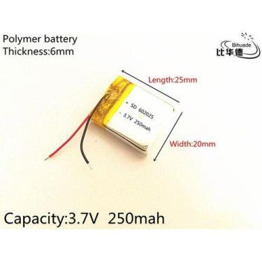 Imagem de Bateria Fone Ouvido 3,7v 250mah 6mm X 20mm X 25mm 2 Fios - KMIG