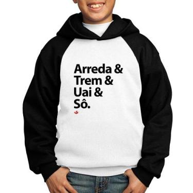 Imagem de Moletom Infantil Arreda & Trem & Uai & Sô - Foca na Moda, Branco, Pret