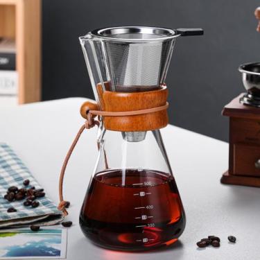 Imagem de Passador De Café Vidro E Coador Tipo Chemex Gola Wood 600ml - 1