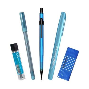 Imagem de Kit 5 Lapiseira 0.5 Azul +Gelyx+Marca Texto+Borracha+Grafite - CIS
