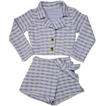 Imagem de Conjunto Infantil Blazer Short Saia Outono Inverno - 2L Kids, Lilás, 4
