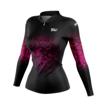 Imagem de Camisa de Pesca Proteção Solar UV Feminina Escamada Rosa - Mar Negro, 