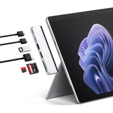 Imagem de Satechi Hub USB-C duplo para Surface Pro 9, estação de ancoragem Microsoft Surface Pro 9 com USB 3.2, 4k/60Hz HDMI, USB4 Pass-Through, 3.2 USB-C, UHS-I SD/TF Card