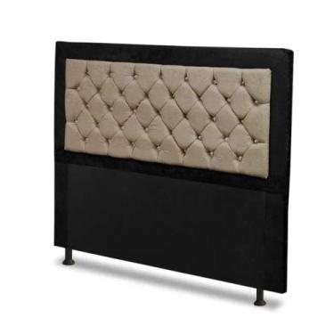 Imagem de Cabeceira Casal Super King 195cm Para Cama Box Berlim Suede Preto/Marf