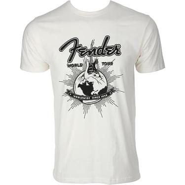 Imagem de Fender Camiseta World Tour, branca vintage, XGG