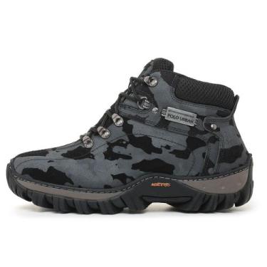 Imagem de Bota Coturno Masculino Adventure Americano em Couro Camuflado Polo Urb