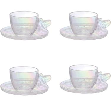 Imagem de Conjunto 4 Xícaras de Chá com Pires Bee Rainbow  200ml Furta Cor JGCH077RB - Hauskraft