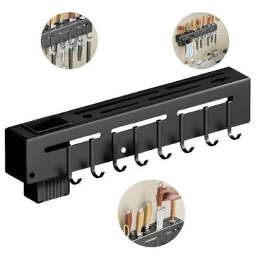 Imagem de Suporte Facas Porta Utensílios 8 Ganchos Fixar Parede 40 cm - Ke Home